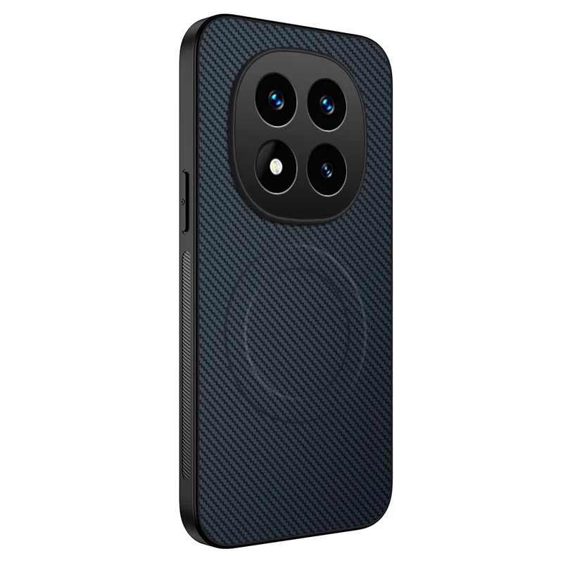 For Xiaomi Redmi Note 14 Pro+ 5G Case Compatible with MagSafe WANLONFENG TQ Series Carbon Fiber Texture PC TPU Phone Cover - Black-Cellmalls