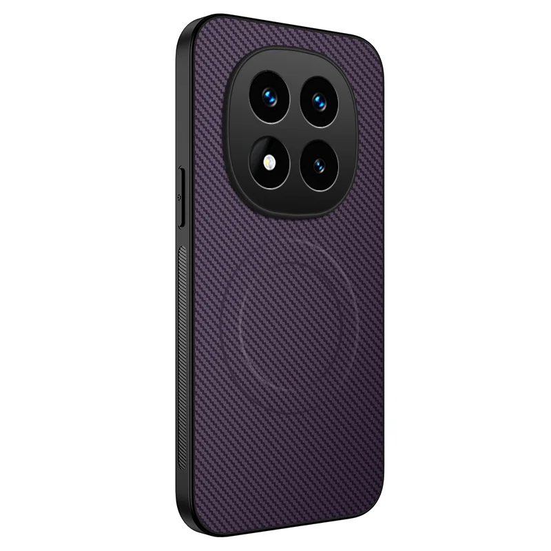 For Xiaomi Redmi Note 14 Pro+ 5G Case Compatible with MagSafe WANLONFENG TQ Series Carbon Fiber Texture PC TPU Phone Cover - Black-Cellmalls