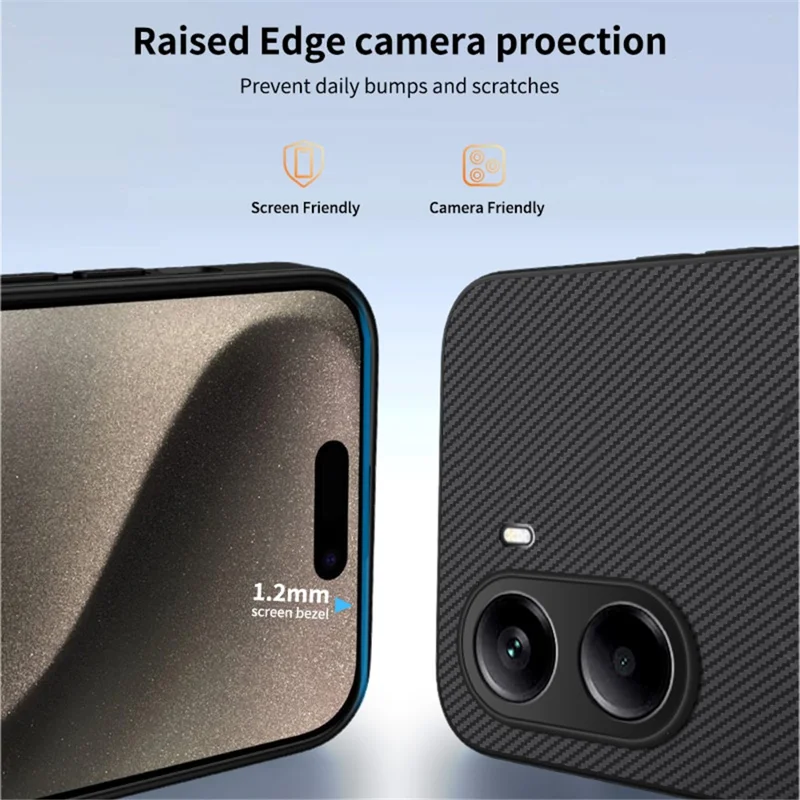 For Xiaomi Poco X7 Pro 5G / Xiaomi Redmi Turbo 4 5G Case Compatible with MagSafe WANLONFENG TQ Series Carbon Fiber Texture PC TPU Phone Cover - Black-Cellmalls