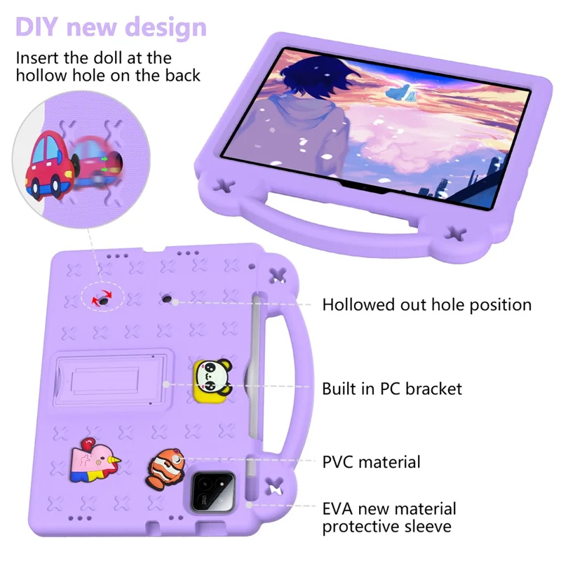 For Xiaomi Pad 7 Pro  /  Pad 7 Case Kids EVA Tablet Cover - Purple-Cellmalls