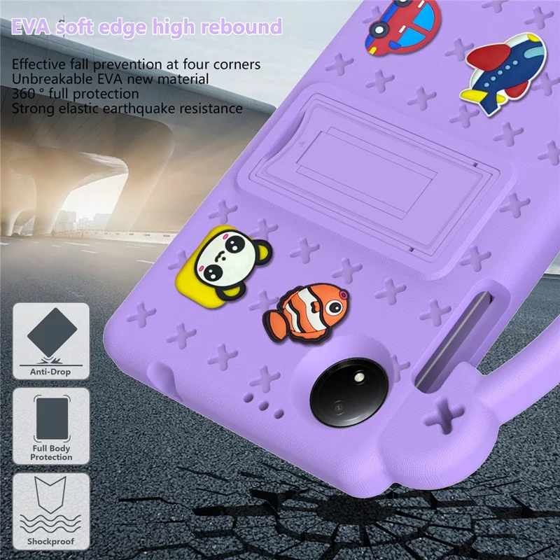 For Xiaomi Redmi Pad SE 4G 8.7 inch Case Kids Cartoon EVA Tablet Kickstand Cover - Purple-Cellmalls