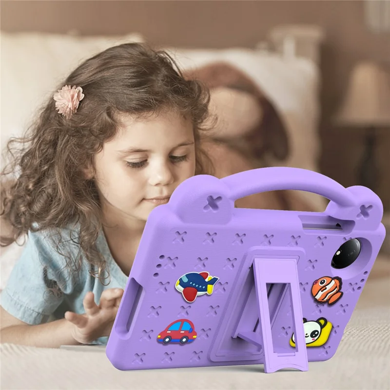 For Xiaomi Redmi Pad SE 4G 8.7 inch Case Kids Cartoon EVA Tablet Kickstand Cover - Purple-Cellmalls
