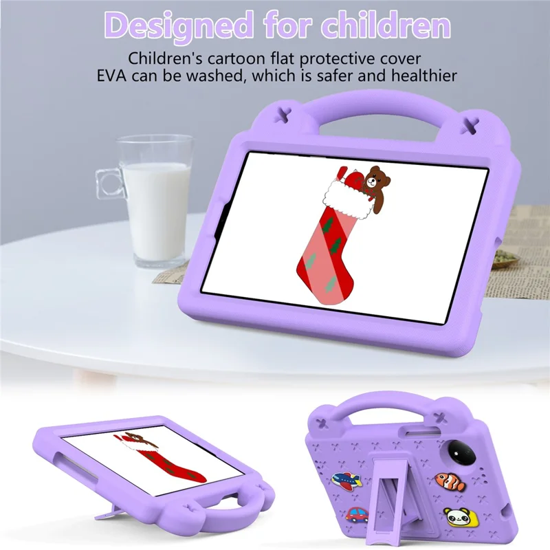 For Xiaomi Redmi Pad SE 4G 8.7 inch Case Kids Cartoon EVA Tablet Kickstand Cover - Purple-Cellmalls