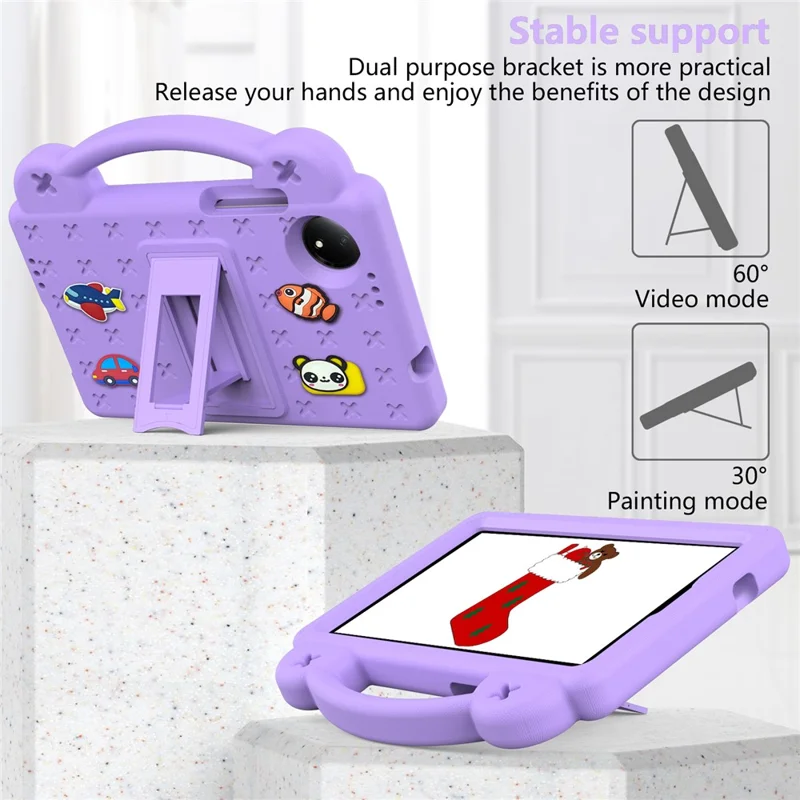 For Xiaomi Redmi Pad SE 4G 8.7 inch Case Kids Cartoon EVA Tablet Kickstand Cover - Purple-Cellmalls