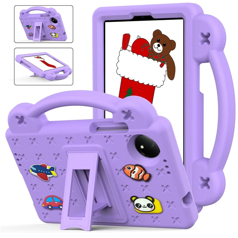 For Xiaomi Redmi Pad SE 4G 8.7 inch Case Kids Cartoon EVA Tablet Kickstand Cover - Purple-Cellmalls