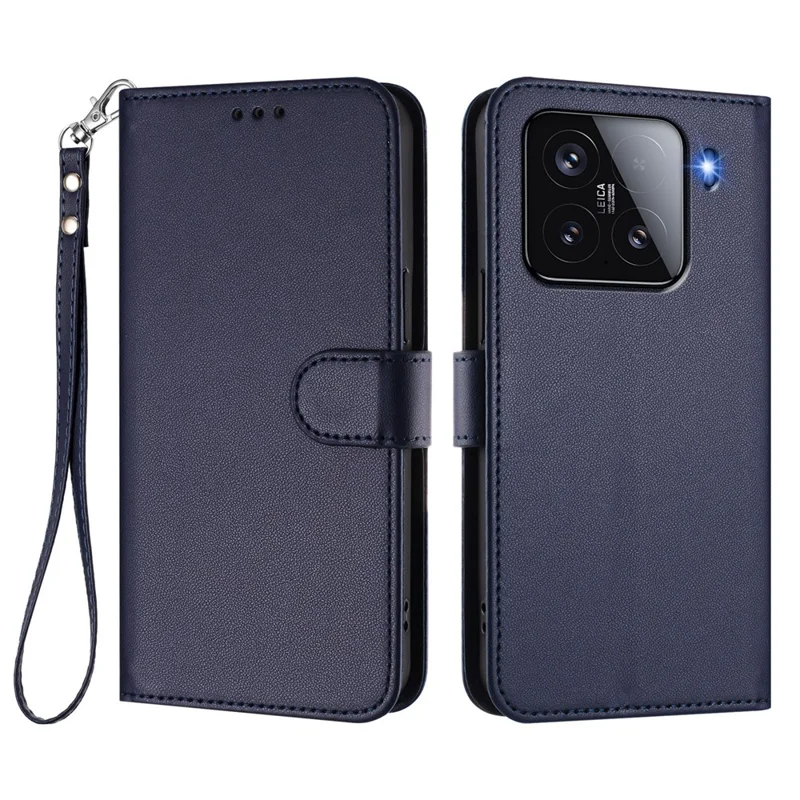 For Xiaomi 15 Leather Case Wallet Stand Phone Cover with Wrist Strap - Black-Cellmalls