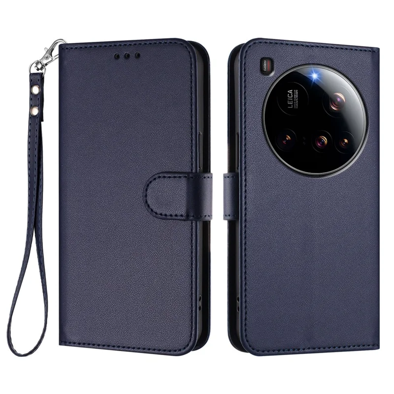 For Xiaomi 15 Ultra Leather Case Wallet Stand Phone Cover with Wrist Strap - Black-Cellmalls