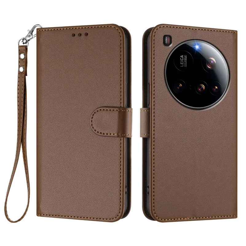 For Xiaomi 15 Ultra Leather Case Wallet Stand Phone Cover with Wrist Strap - Black-Cellmalls