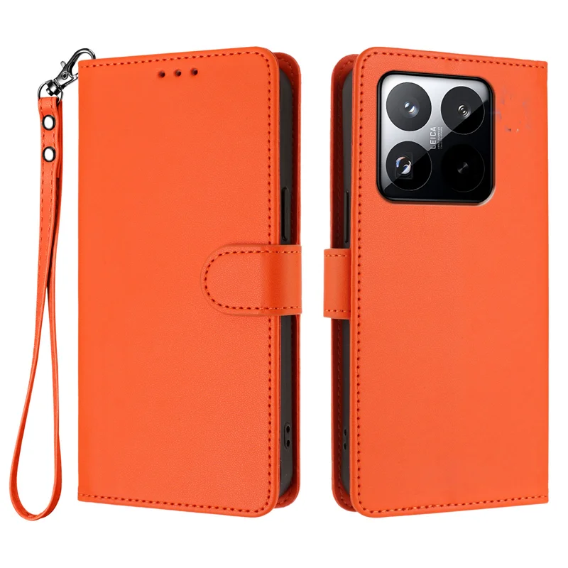 For Xiaomi 15T Leather Case Wallet Stand Phone Cover with Wrist Strap - Black-Cellmalls