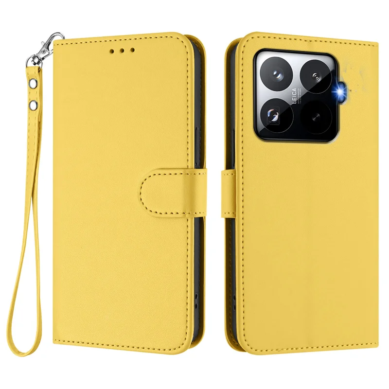 For Xiaomi 15T Pro Leather Case Wallet Stand Phone Cover with Wrist Strap - Black-Cellmalls