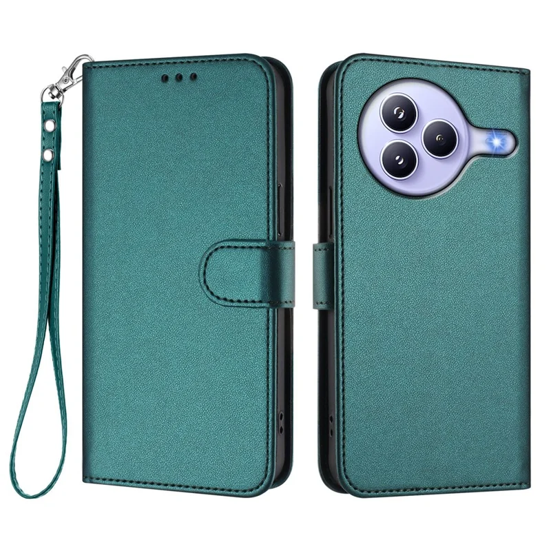 For Xiaomi Civi 5 Pro 5G Leather Case Wallet Stand Phone Cover with Wrist Strap - Black-Cellmalls