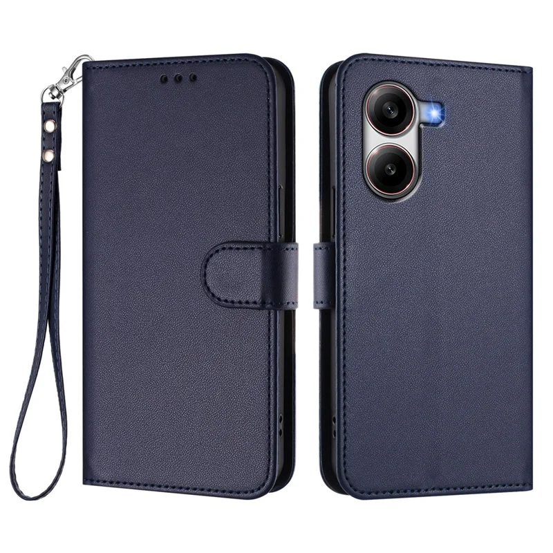 For Xiaomi Redmi Turbo 4 5G / Xiaomi Poco X7 Pro 5G Leather Case Wallet Stand Phone Cover with Wrist Strap - Black-Cellmalls