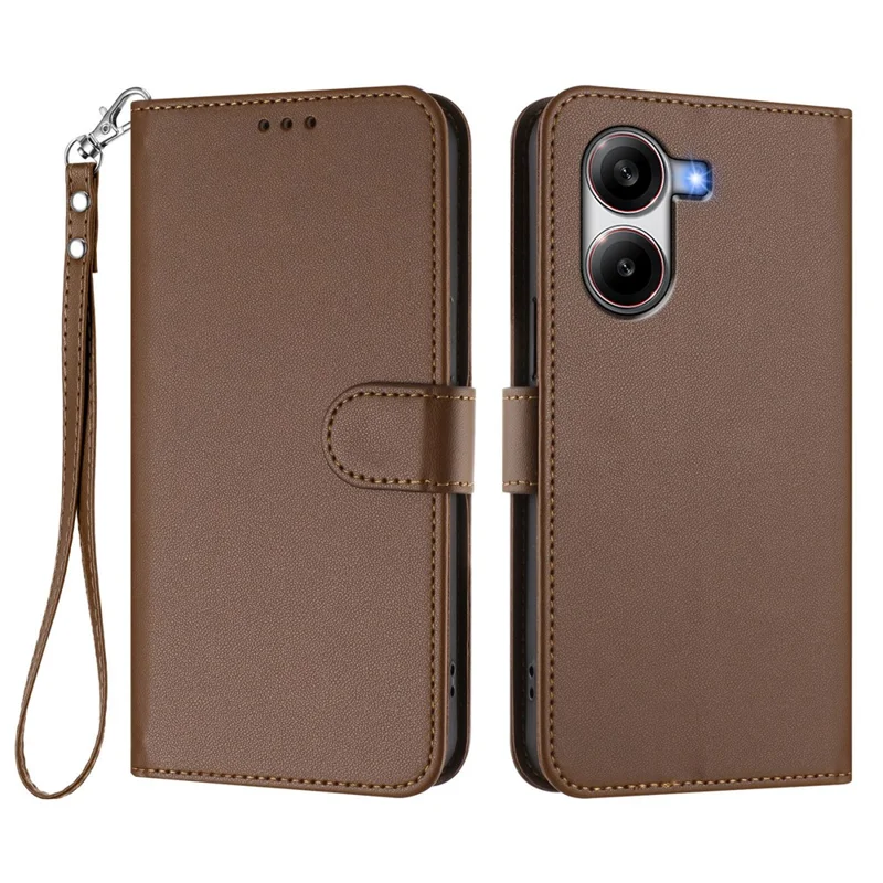 For Xiaomi Redmi Turbo 4 5G / Xiaomi Poco X7 Pro 5G Leather Case Wallet Stand Phone Cover with Wrist Strap - Black-Cellmalls