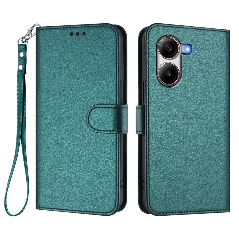 For Xiaomi Redmi Turbo 4 5G / Xiaomi Poco X7 Pro 5G Leather Case Wallet Stand Phone Cover with Wrist Strap - Black-Cellmalls