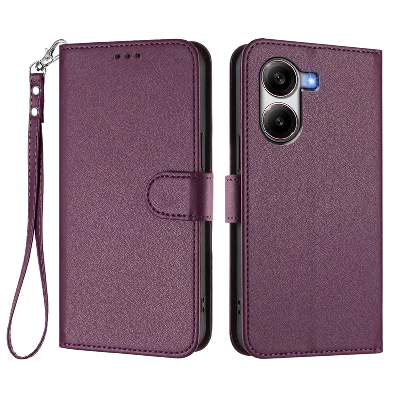 For Xiaomi Redmi Turbo 4 5G / Xiaomi Poco X7 Pro 5G Leather Case Wallet Stand Phone Cover with Wrist Strap - Black-Cellmalls