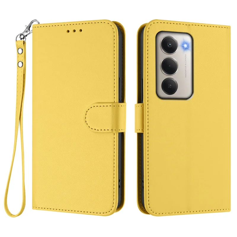 For Xiaomi Redmi 15 5G Leather Case Wallet Stand Phone Cover with Wrist Strap - Black-Cellmalls