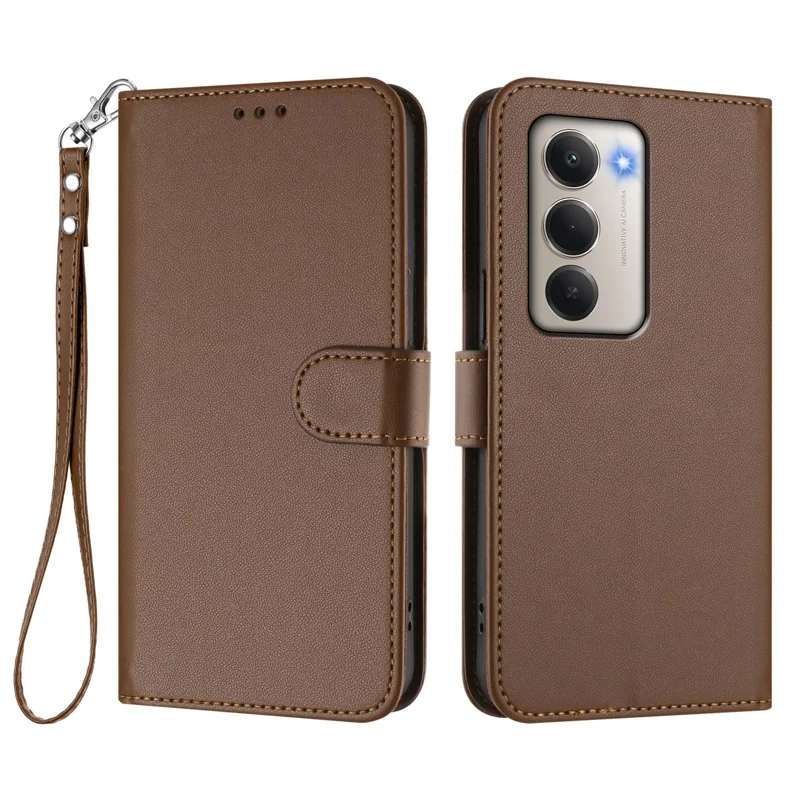 For Xiaomi Redmi 15 5G Leather Case Wallet Stand Phone Cover with Wrist Strap - Black-Cellmalls
