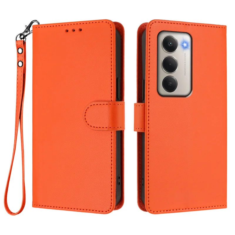 For Xiaomi Redmi 15 5G Leather Case Wallet Stand Phone Cover with Wrist Strap - Black-Cellmalls