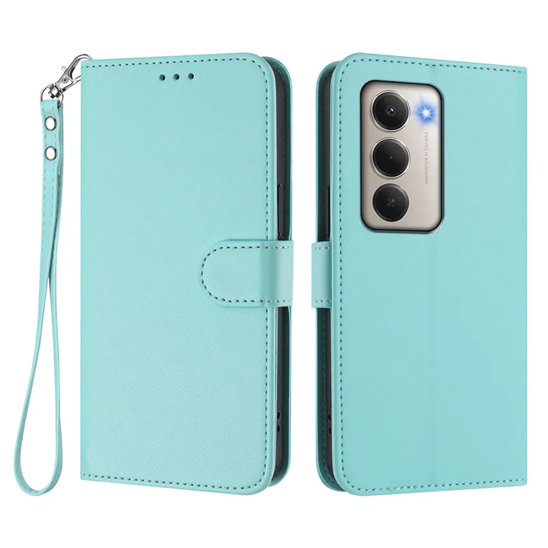 For Xiaomi Redmi 15 5G Leather Case Wallet Stand Phone Cover with Wrist Strap - Black-Cellmalls