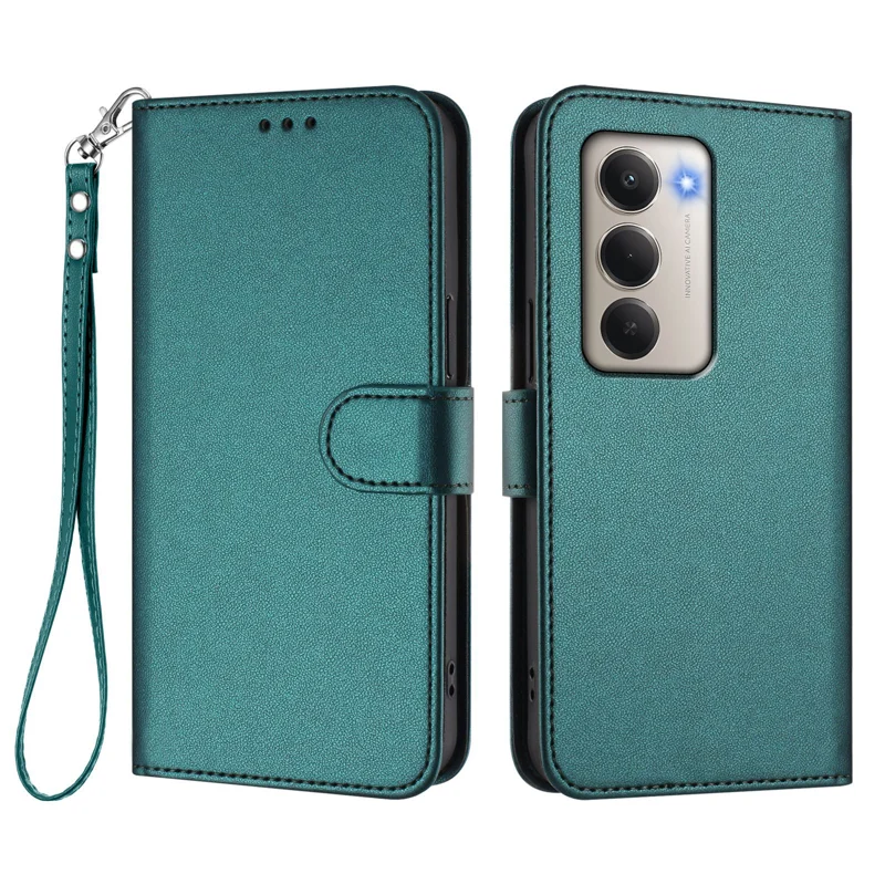 For Xiaomi Redmi 15 5G Leather Case Wallet Stand Phone Cover with Wrist Strap - Black-Cellmalls