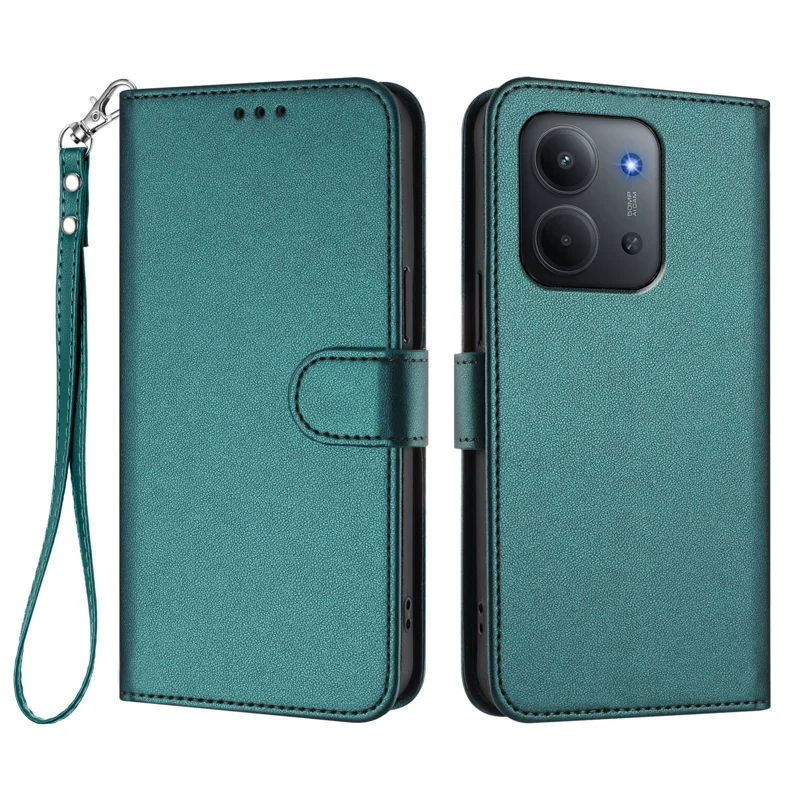 For Xiaomi Redmi 15C 4G (Global) (171mm) / Poco C85 4G Leather Case Wallet Stand Phone Cover with Wrist Strap - Black-Cellmalls