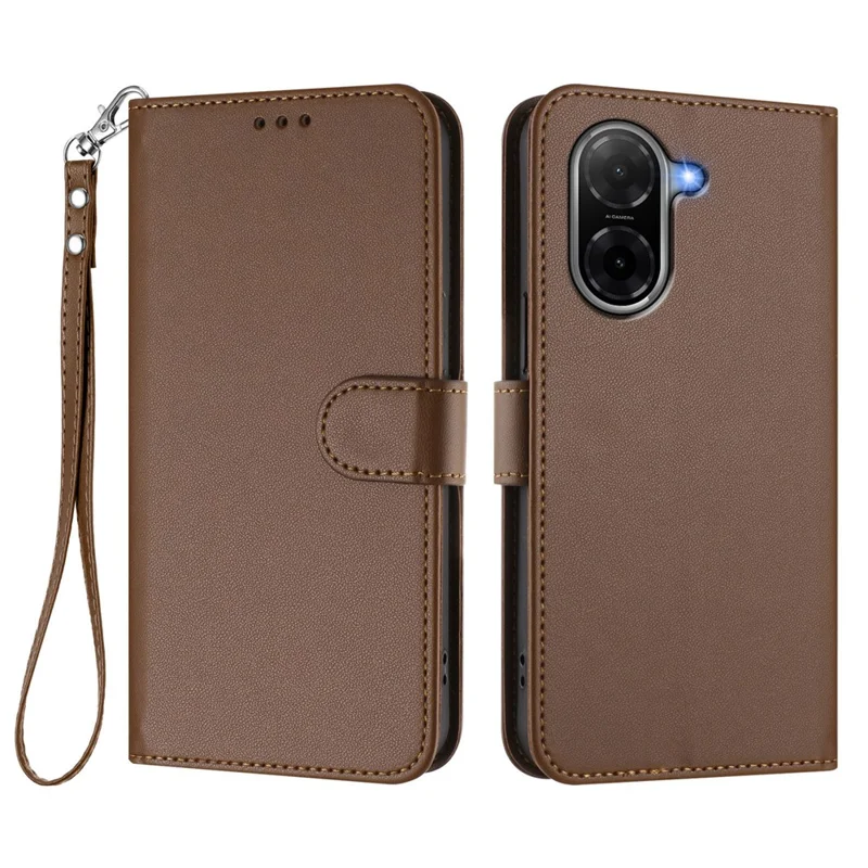 For Xiaomi Redmi A5 NFC (EU) (173.45mm) Leather Case Wallet Stand Phone Cover with Wrist Strap - Black-Cellmalls