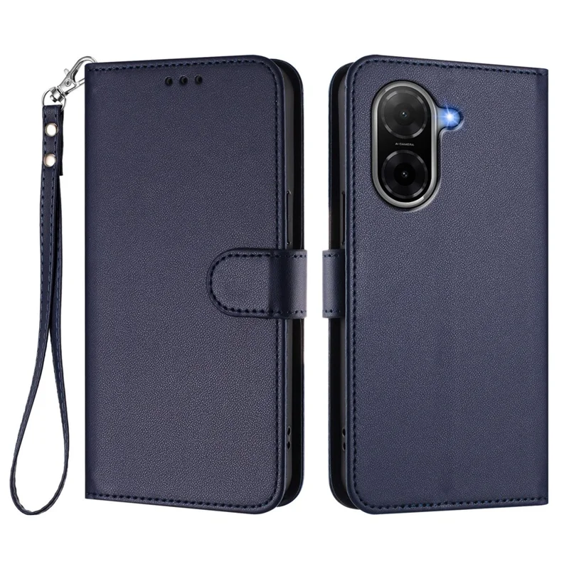 For Xiaomi Redmi A5 NFC (EU) (173.45mm) Leather Case Wallet Stand Phone Cover with Wrist Strap - Black-Cellmalls