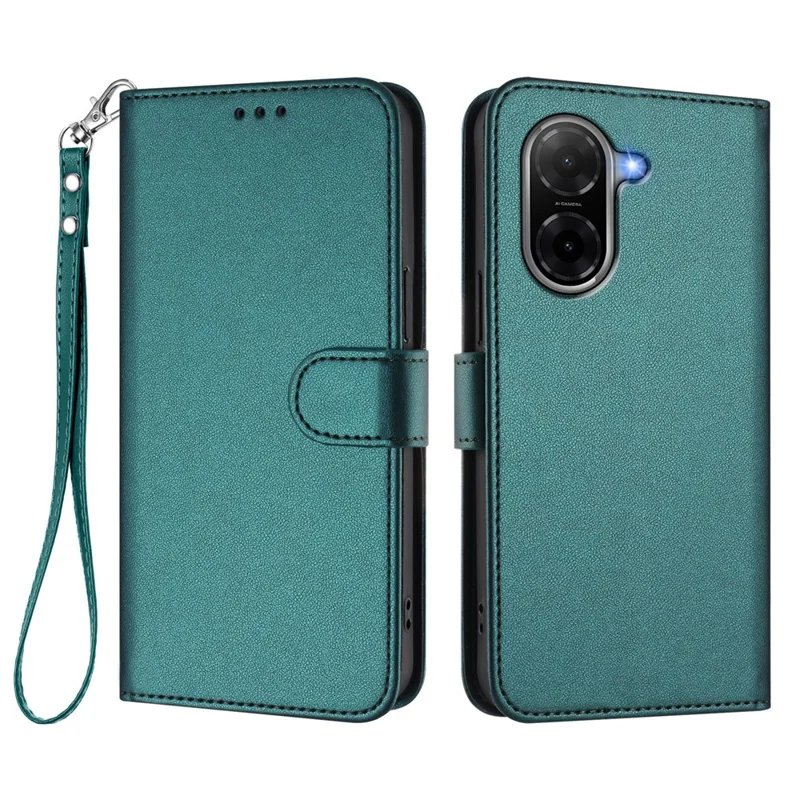 For Xiaomi Redmi A5 NFC (EU) (173.45mm) Leather Case Wallet Stand Phone Cover with Wrist Strap - Black-Cellmalls