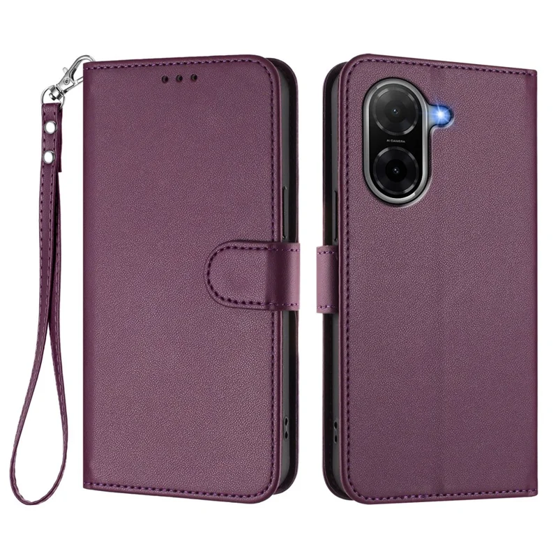 For Xiaomi Redmi A5 NFC (EU) (173.45mm) Leather Case Wallet Stand Phone Cover with Wrist Strap - Black-Cellmalls