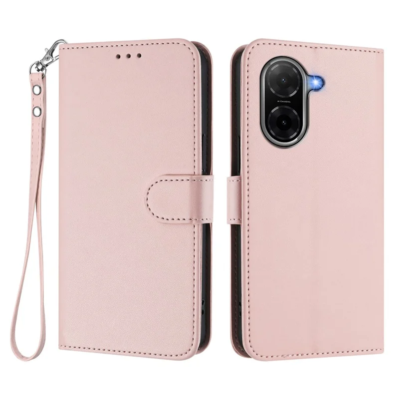 For Xiaomi Redmi A5 NFC (EU) (173.45mm) Leather Case Wallet Stand Phone Cover with Wrist Strap - Black-Cellmalls