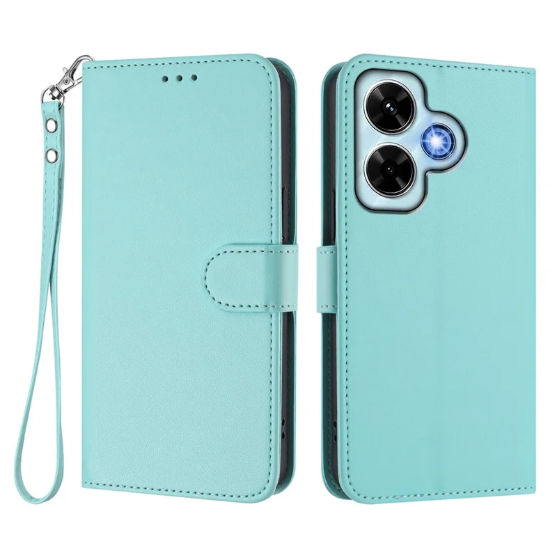 For Xiaomi Redmi Note 13 4G Leather Case Wallet Stand Phone Cover with Wrist Strap - Black-Cellmalls