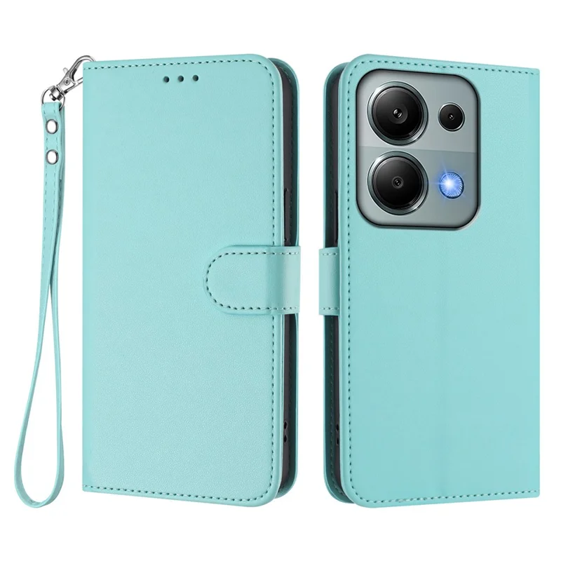 For Xiaomi Poco M6 Pro 4G / Xiaomi Redmi Note 14S 4G / Xiaomi Redmi Note 13 Pro 4G Leather Case Wallet Stand Phone Cover with Wrist Strap - Black-Cellmalls