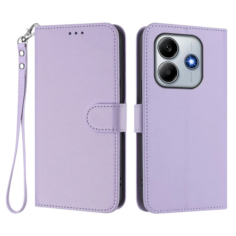 For Xiaomi Redmi Note 14 5G (China) / Xiaomi Poco M7 Pro 5G / Xiaomi Redmi Note 14 5G Leather Case Wallet Stand Phone Cover with Wrist Strap - Black-Cellmalls