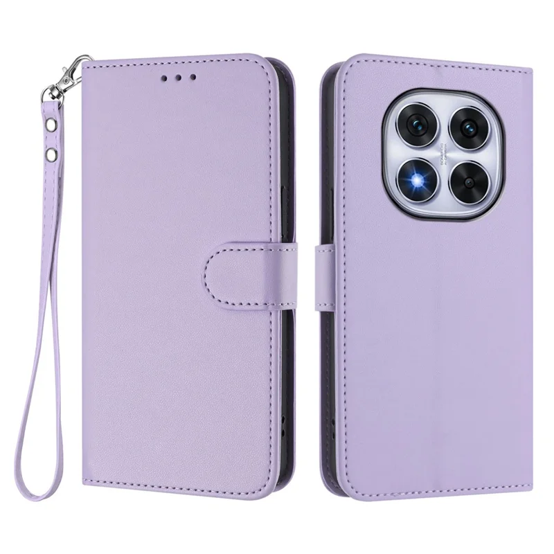 For Xiaomi Redmi Note 14 Pro 4G Leather Case Wallet Stand Phone Cover with Wrist Strap - Black-Cellmalls