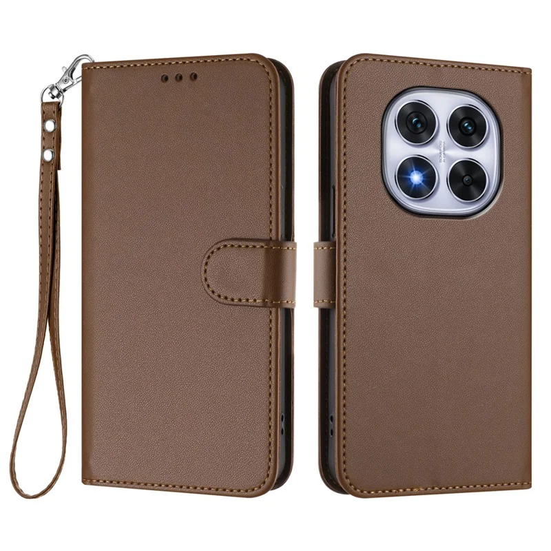 For Xiaomi Redmi Note 14 Pro 4G Leather Case Wallet Stand Phone Cover with Wrist Strap - Black-Cellmalls