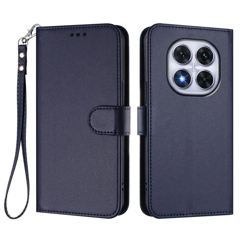 For Xiaomi Redmi Note 14 Pro 4G Leather Case Wallet Stand Phone Cover with Wrist Strap - Black-Cellmalls