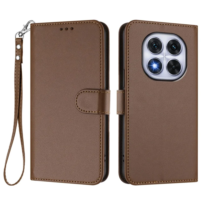 For Xiaomi Redmi Note 14 Pro+ 5G / Xiaomi Poco X7 5G / Xiaomi Redmi Note 14 Pro 5G Leather Case Wallet Stand Phone Cover with Wrist Strap - Black-Cellmalls