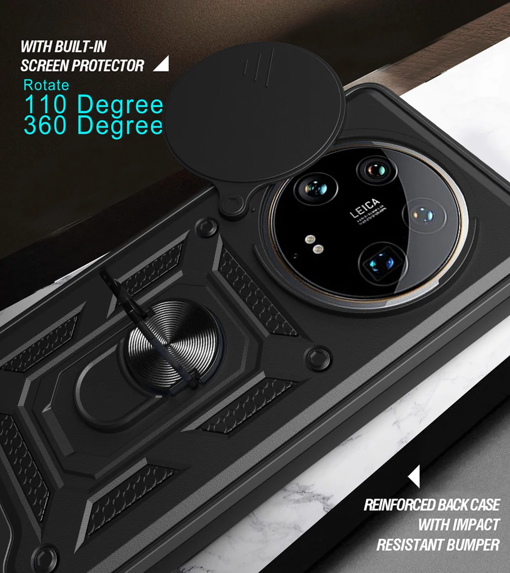 For Xiaomi 14 Ultra Phone Cover Camera Protection Bump Proof PC+TPU Back Case - Black-Cellmalls