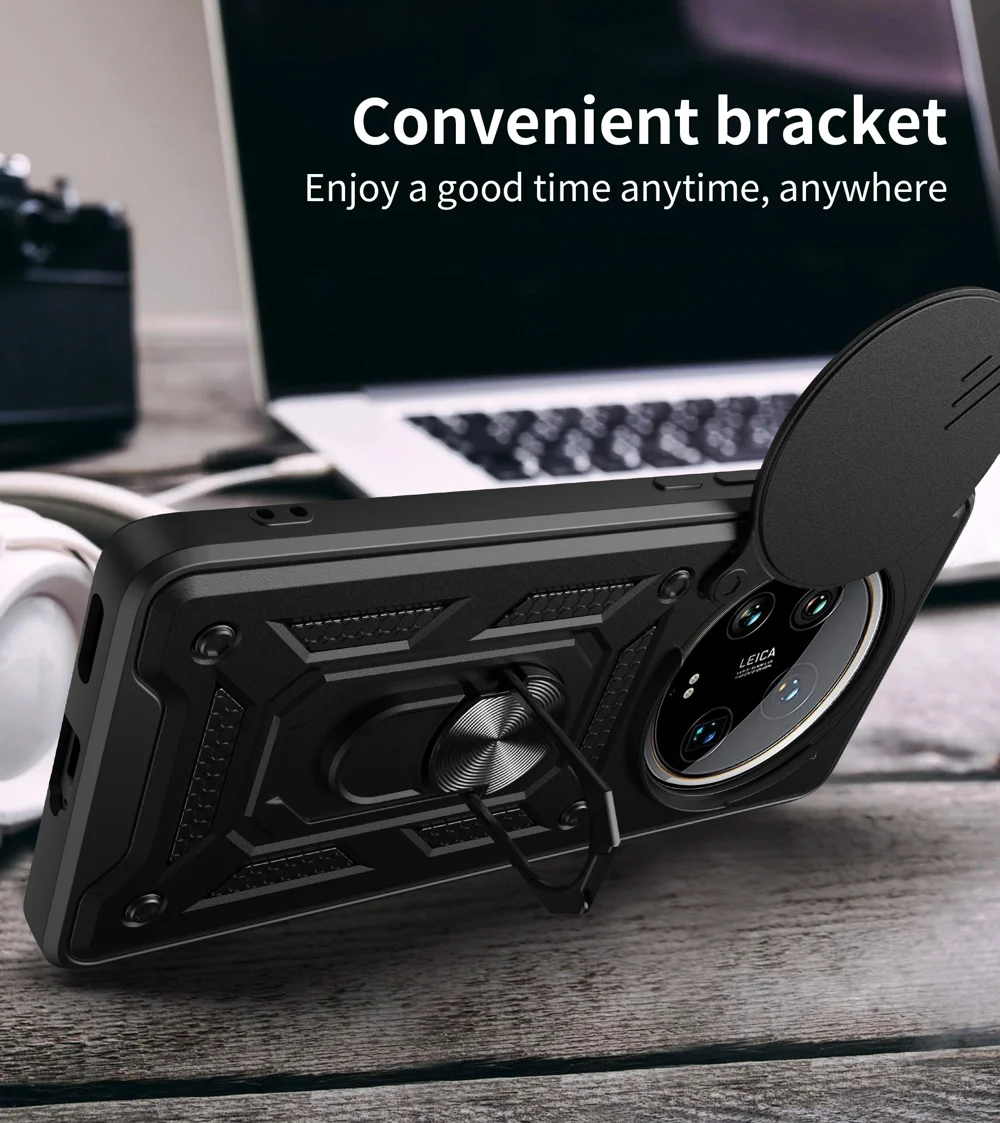 For Xiaomi 14 Ultra Phone Cover Camera Protection Bump Proof PC+TPU Back Case - Black-Cellmalls