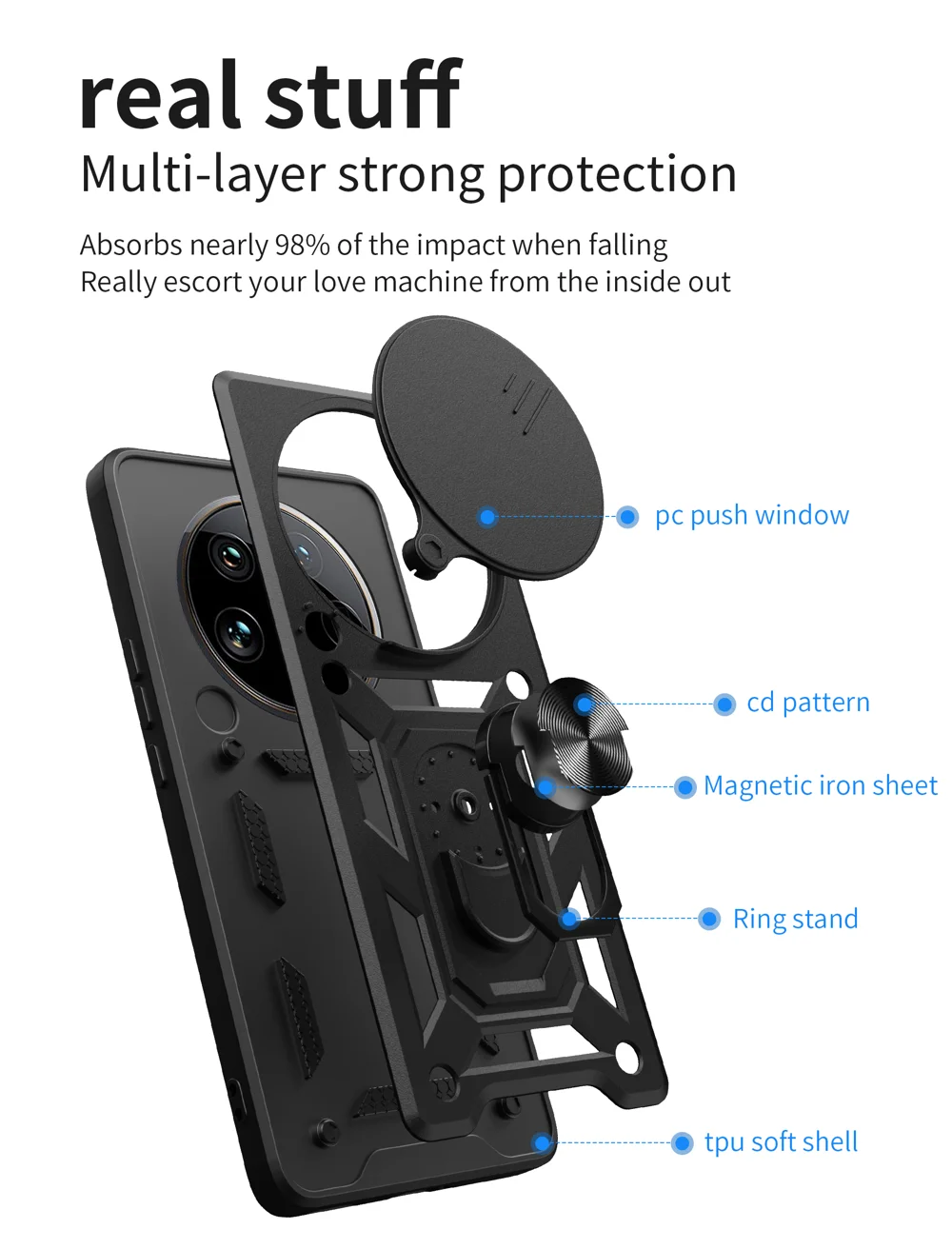 For Xiaomi 14 Ultra Phone Cover Camera Protection Bump Proof PC+TPU Back Case - Black-Cellmalls