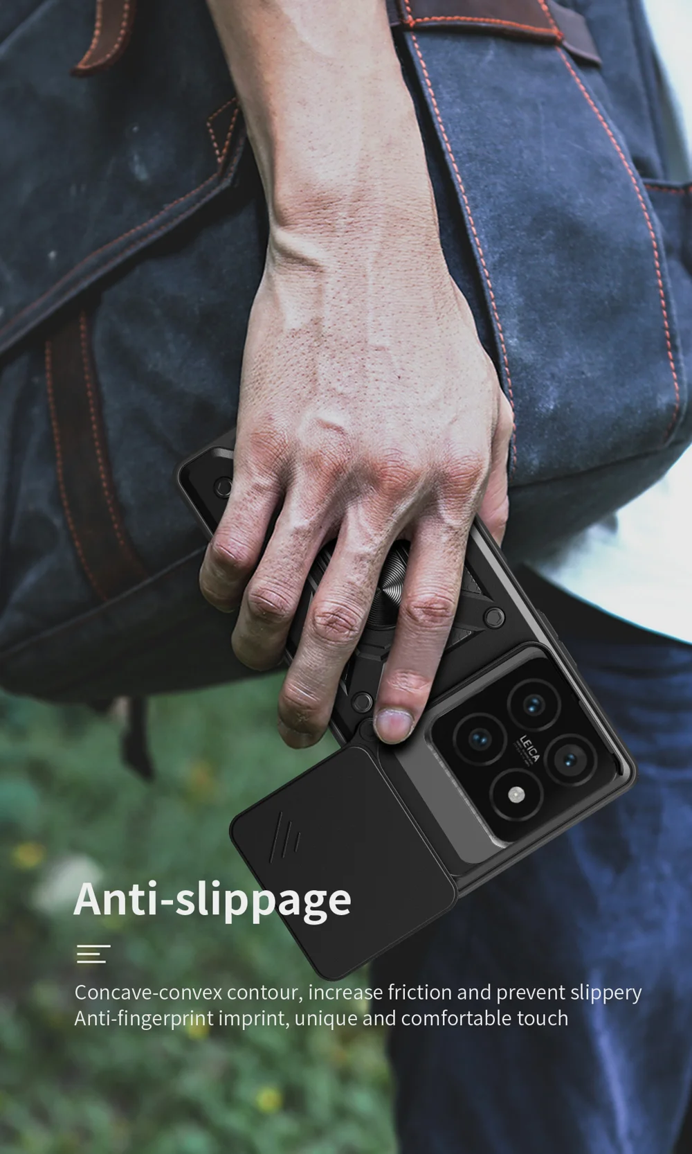 For Xiaomi 14T Pro Case with Slide Camera Lid PC+TPU Kickstand Phone Cover - Black-Cellmalls