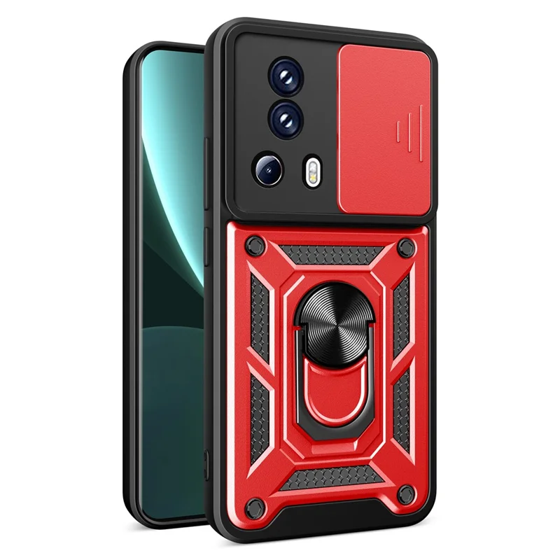 For Xiaomi 13 Lite / Civi 2 5G Kickstand PC+TPU Phone Case Slide Camera Lens Protection Phone Cover - Black-Cellmalls