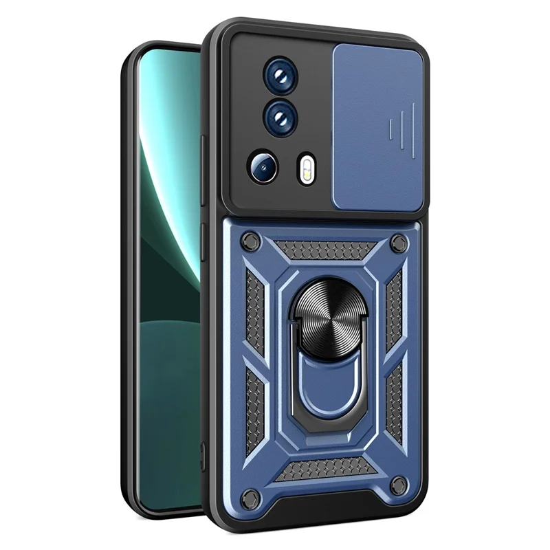 For Xiaomi 13 Lite / Civi 2 5G Kickstand PC+TPU Phone Case Slide Camera Lens Protection Phone Cover - Black-Cellmalls