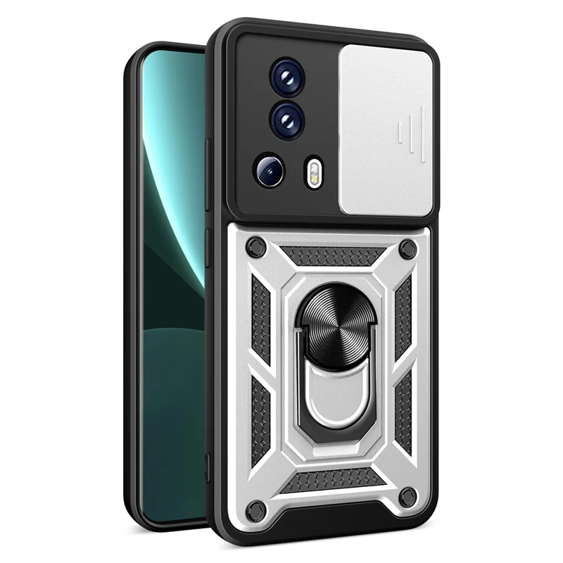 For Xiaomi 13 Lite / Civi 2 5G Kickstand PC+TPU Phone Case Slide Camera Lens Protection Phone Cover - Black-Cellmalls