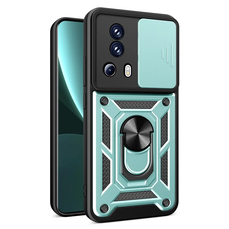 For Xiaomi 13 Lite / Civi 2 5G Kickstand PC+TPU Phone Case Slide Camera Lens Protection Phone Cover - Black-Cellmalls