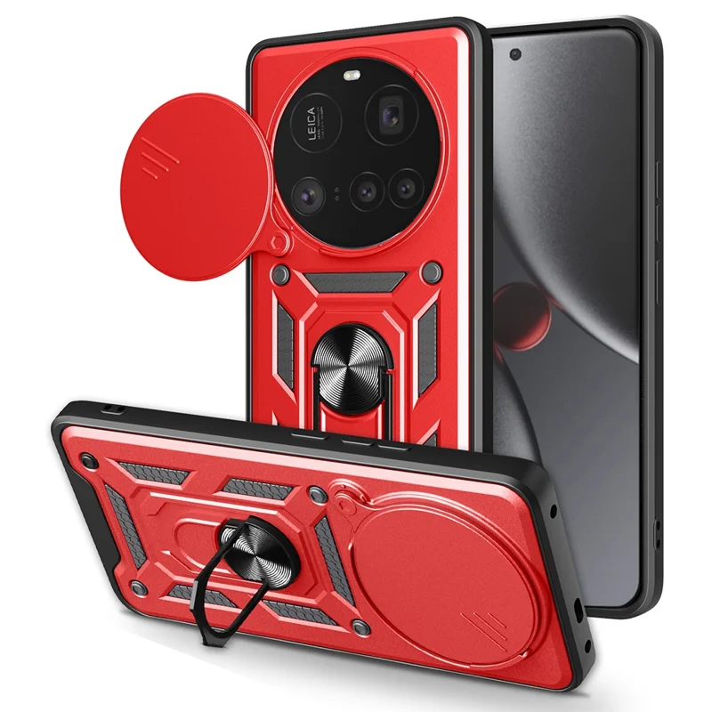 For Xiaomi 15 Ultra Case with Slide Camera Lid PC + TPU Kickstand Phone Cover - Black-Cellmalls