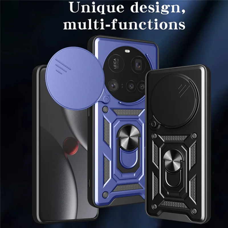 For Xiaomi 15 Ultra Case with Slide Camera Lid PC + TPU Kickstand Phone Cover - Black-Cellmalls