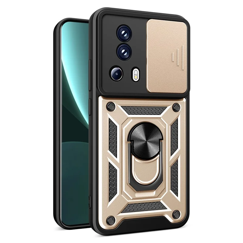 For Xiaomi 13 Lite / Civi 2 5G Kickstand PC+TPU Phone Case Slide Camera Lens Protection Phone Cover - Black-Cellmalls