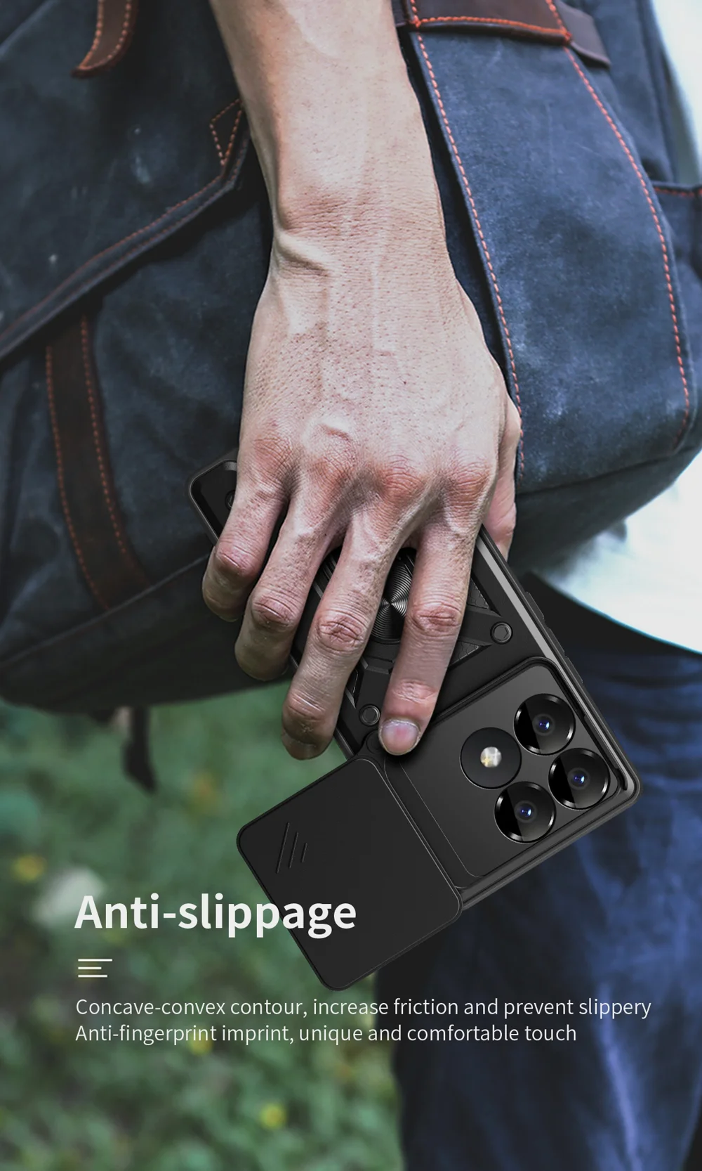 For Xiaomi Poco F6 Pro 5G / Redmi K70 5G / K70 Pro 5G Case PC+TPU Kickstand Phone Shell with Slide Camera Lid - Black-Cellmalls