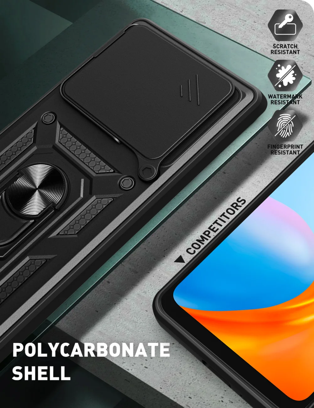 For Xiaomi Poco F6 Pro 5G / Redmi K70 5G / K70 Pro 5G Case PC+TPU Kickstand Phone Shell with Slide Camera Lid - Black-Cellmalls